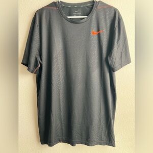 Nike Charcoal Gray Short-Sleeve Performance Tee with Orange Swoosh